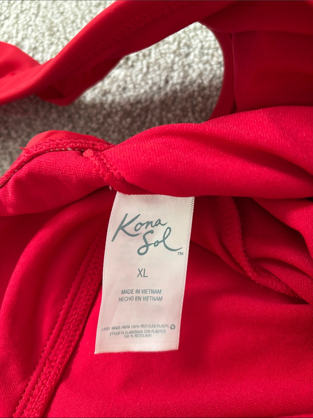 Deep V Red One-Piece Swimsuit with Ruffle Straps - Picture 4 of 5